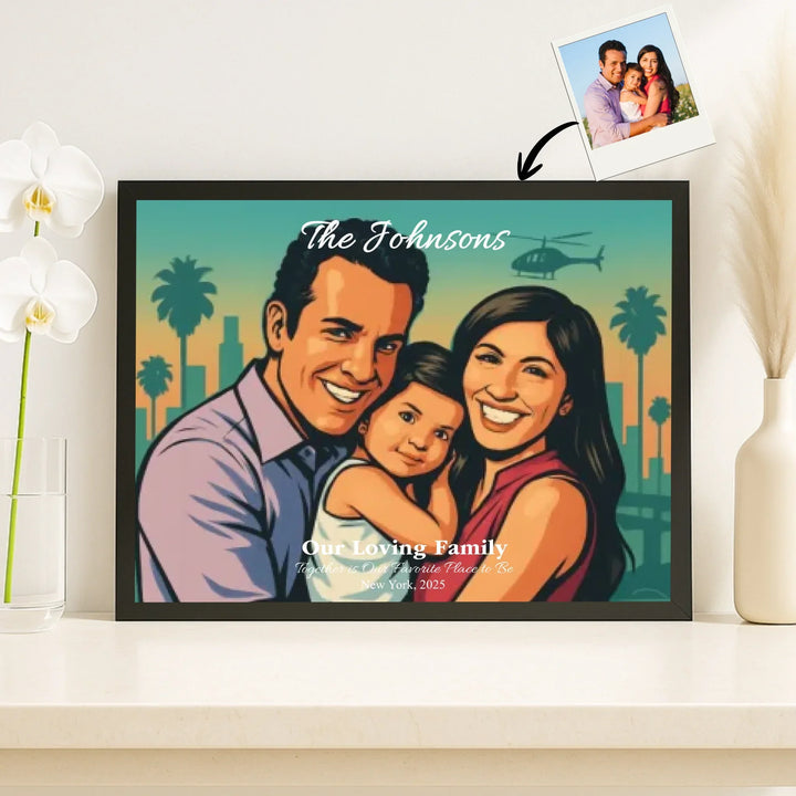 Personalized star map wall art with mountain landscape, custom night sky, constellation lines, and editable names, date, and coordinates -framed canvas on shelf-ARTFULANE