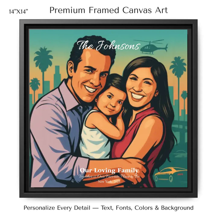 Personalized star map wall art with customizable background, title, names, date, location, and coordinates - 14x14 framed canvas-ARTFULANE