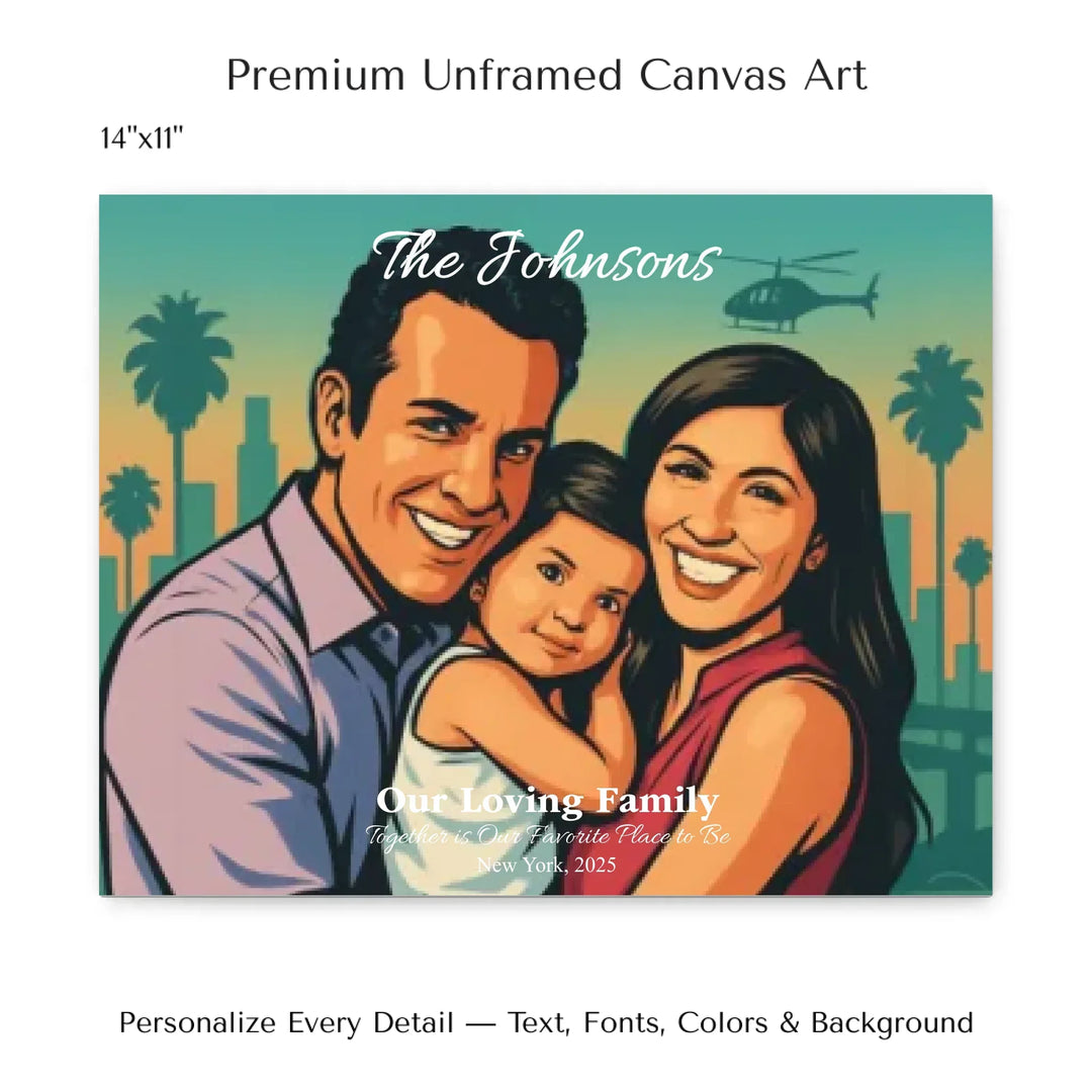 Personalized star map wall art with customizable background, title, names, date, location, and coordinates - 14x11 stretched canvas-ARTFULANE