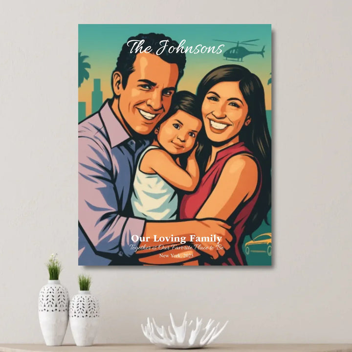 Personalized star map wall art with customizable background, title, names, date, location, and coordinates - unframed canvas on wall-ARTFULANE