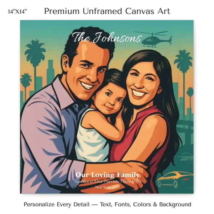 Personalized star map wall art with customizable background, title, names, date, location, and coordinates - 14x14 stretched canvas-ARTFULANE