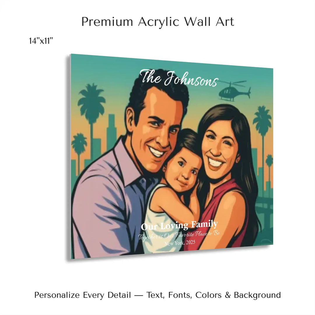 Personalized star map wall art with customizable background, title, names, date, location, and coordinates - 14x11 acrylic print with french cleat-ARTFULANE