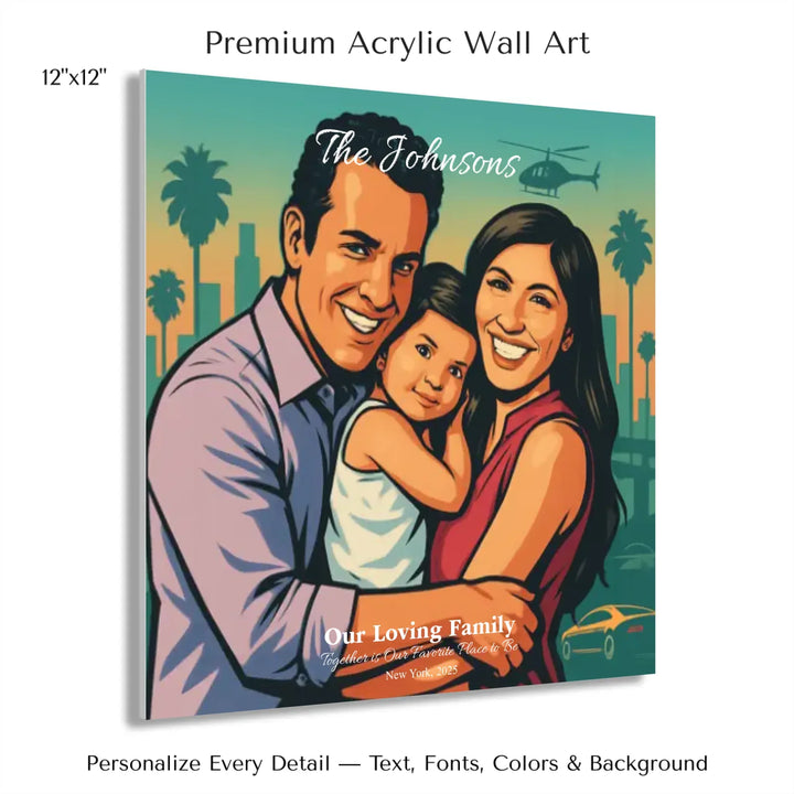 Personalized star map wall art with customizable background, title, names, date, location, and coordinates - 12x12 acrylic print with french cleat-ARTFULANE