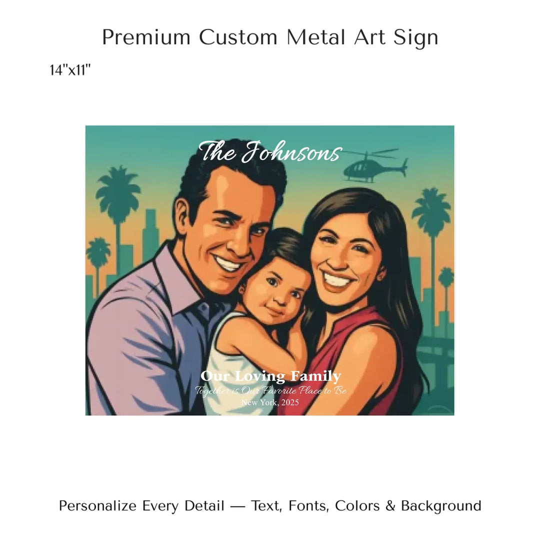 Personalized star map wall art with customizable background, title, names, date, location, and coordinates - 14x11 metal art sign-ARTFULANE