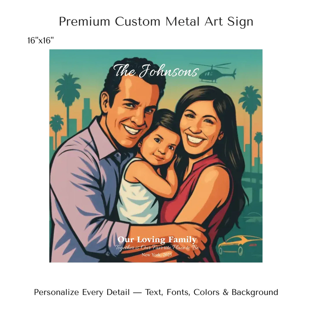 Personalized star map wall art with customizable background, title, names, date, location, and coordinates - 16x16 metal art sign-ARTFULANE