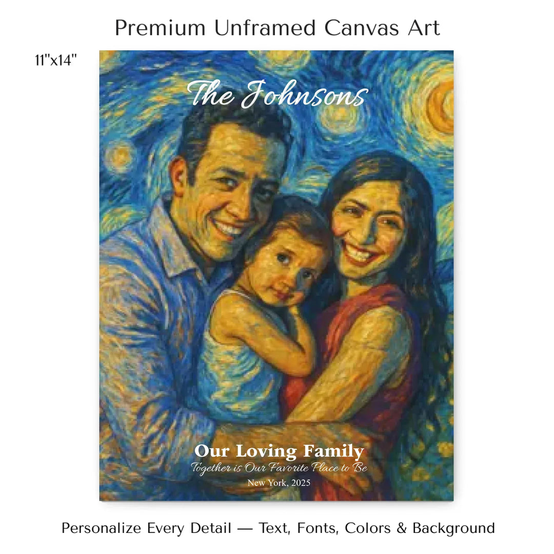 Personalized star map wall art with customizable background, title, names, date, location, and coordinates - 11x14 stretched canvas-ARTFULANE