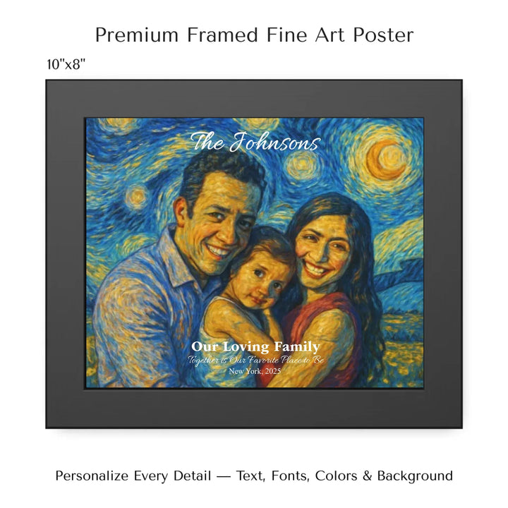 Personalized star map wall art with customizable background, title, names, date, location, and coordinates - 10x8 framed poster-ARTFULANE