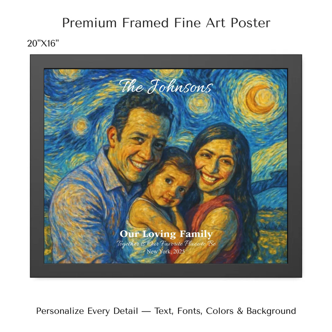 Personalized star map wall art with customizable background, title, names, date, location, and coordinates - 20x16 framed poster-ARTFULANE