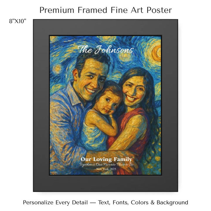 Personalized star map wall art with customizable background, title, names, date, location, and coordinates - 8x10 framed poster-ARTFULANE