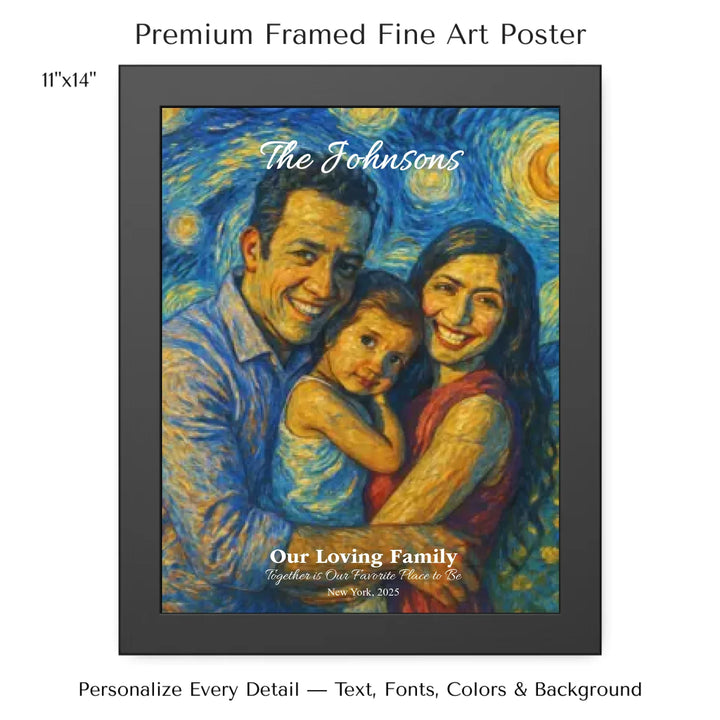 Personalized star map wall art with customizable background, title, names, date, location, and coordinates - 11x14 framed poster-ARTFULANE