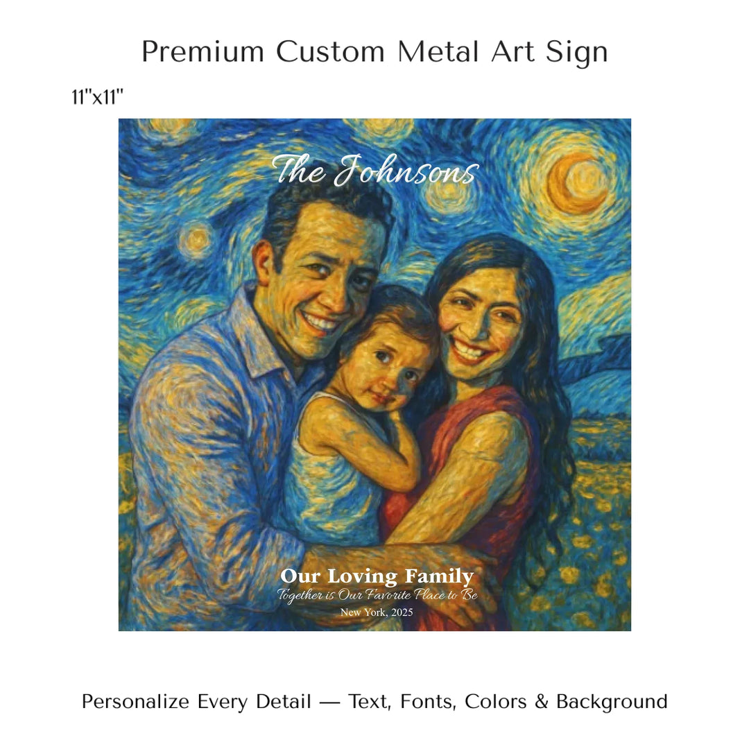 Personalized star map wall art with customizable background, title, names, date, location, and coordinates - 11x11 metal art sign-ARTFULANE