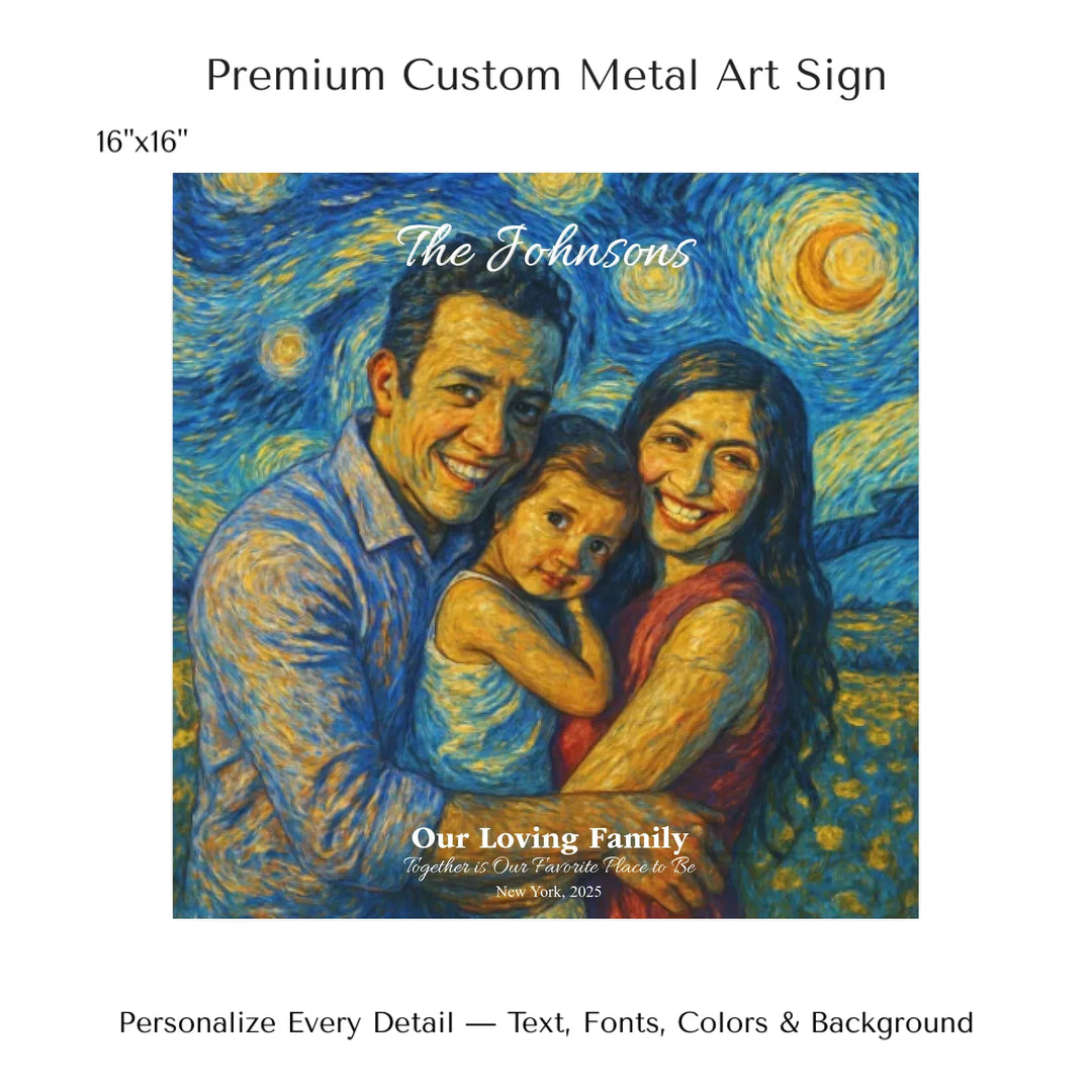 Personalized star map wall art with customizable background, title, names, date, location, and coordinates - 16x16 metal art sign-ARTFULANE