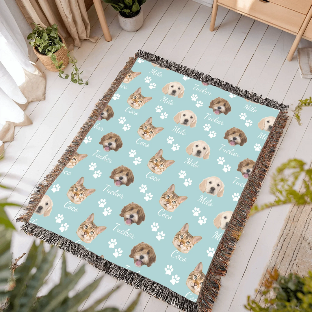 Heirloom Woven Blanket In Room-ARTFULANE