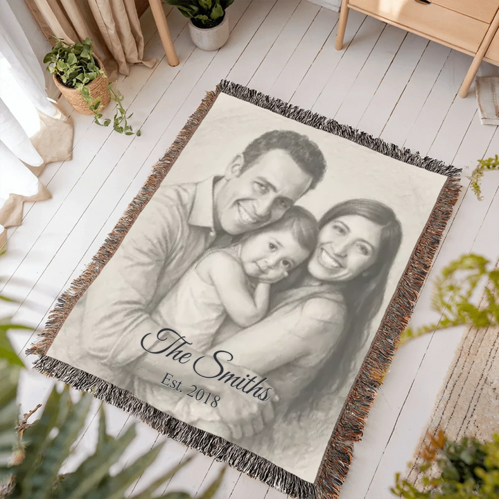 Heirloom Woven Blanket In Room-ARTFULANE