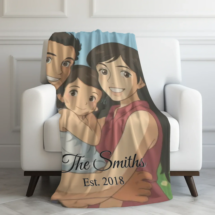 Custom-Watercolor-Birth-Month-Flower-Garden-velveteen-Blanket-on-chair-artfulane