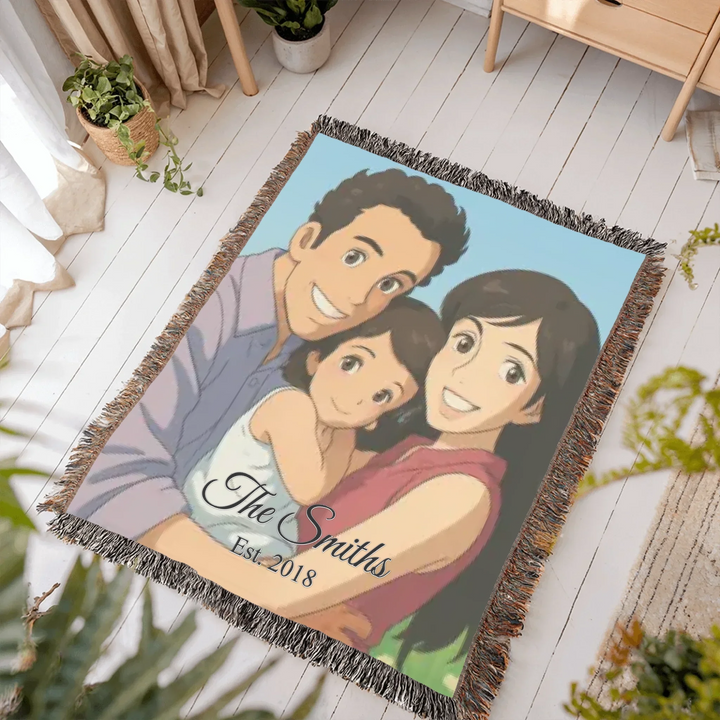 Heirloom Woven Blanket In Room-ARTFULANE