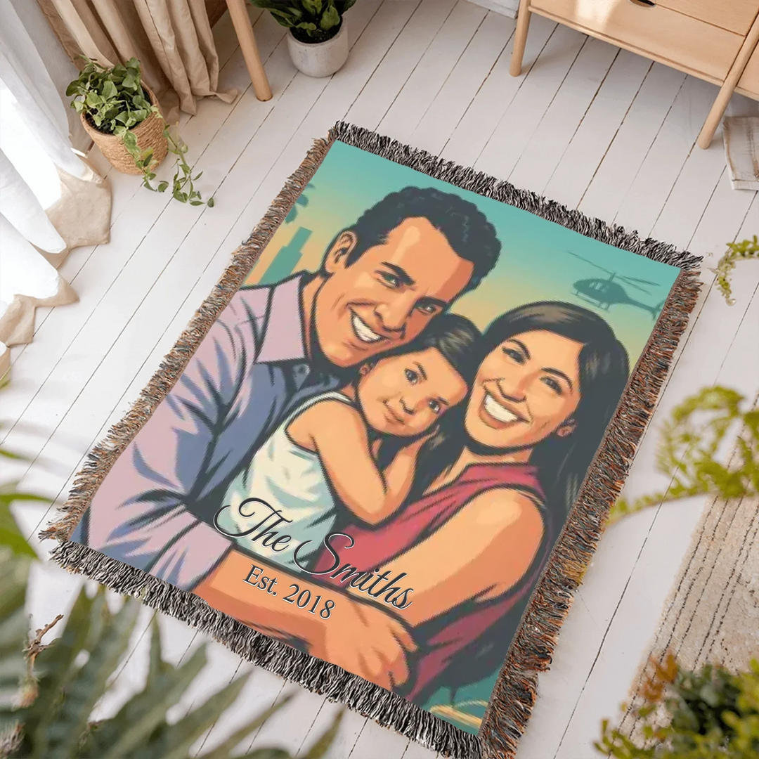 Heirloom Woven Blanket In Room-ARTFULANE