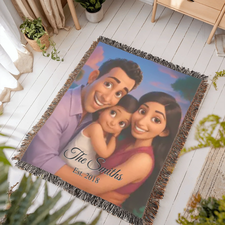 Heirloom Woven Blanket In Room-ARTFULANE