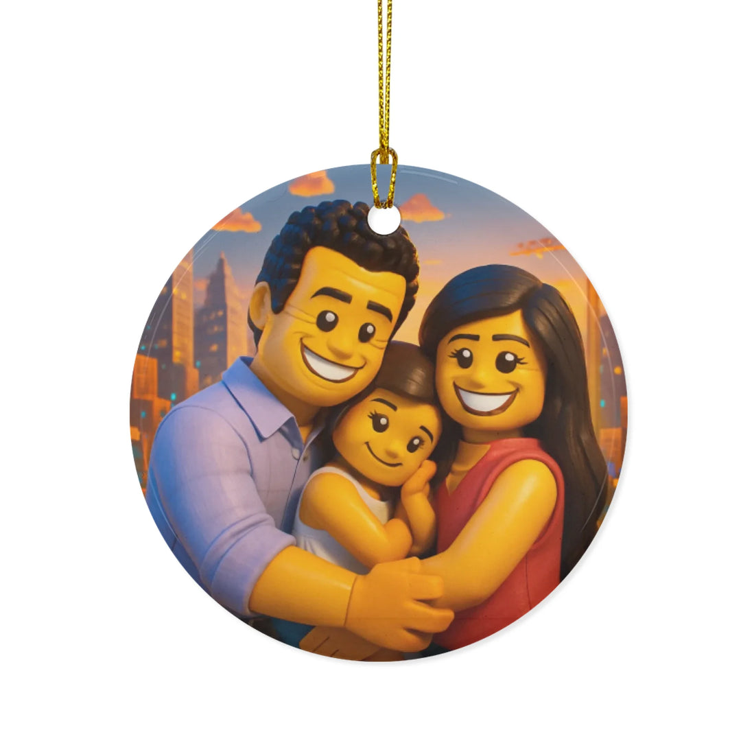 Custom Brick-Style Character Portrait Ornament - Ceramic, Glass, Pewter - Circle or Heart