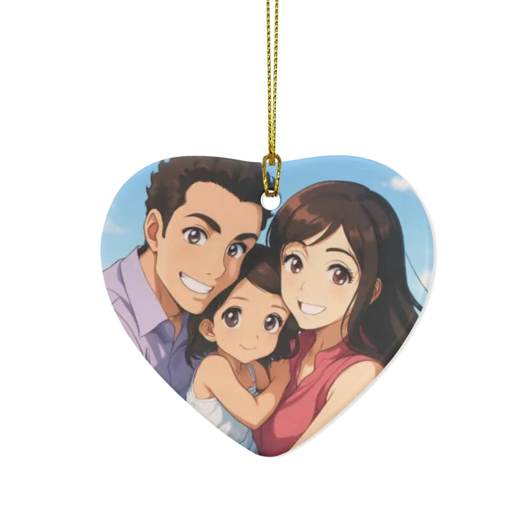 Custom Modern Anime Portrait Ornament - Ceramic, Glass, Pewter - Circle or Heart