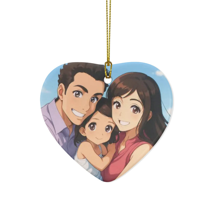 Custom Modern Anime Portrait Ornament - Ceramic, Glass, Pewter - Circle or Heart