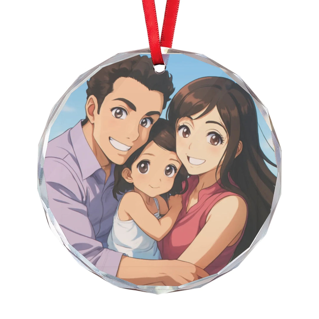 Custom Modern Anime Portrait Ornament - Ceramic, Glass, Pewter - Circle or Heart