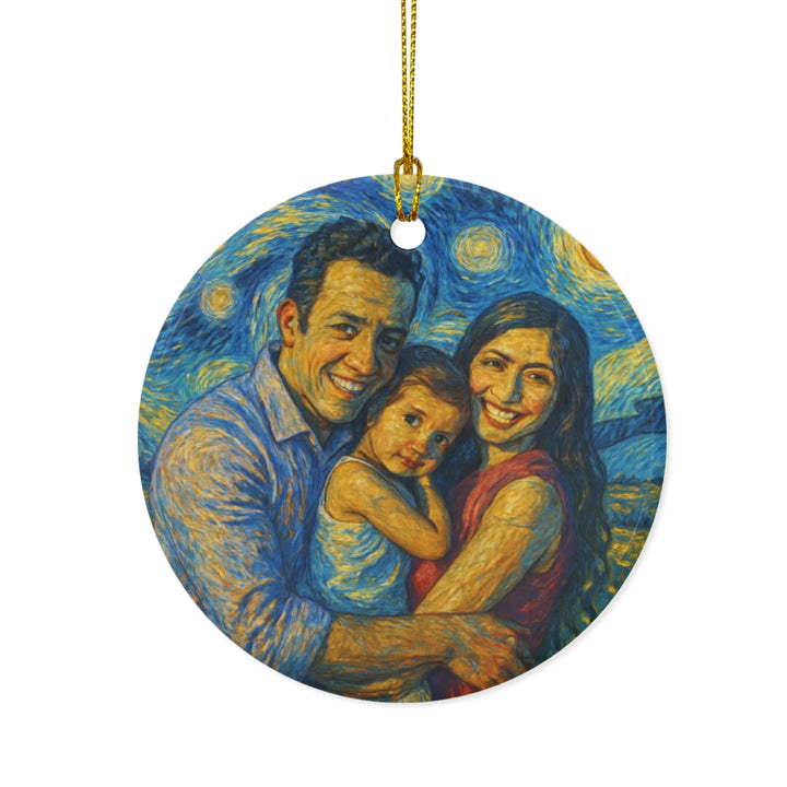 Custom Starry Expressionist Portrait Ornament - Ceramic, Glass, Pewter - Circle or Heart