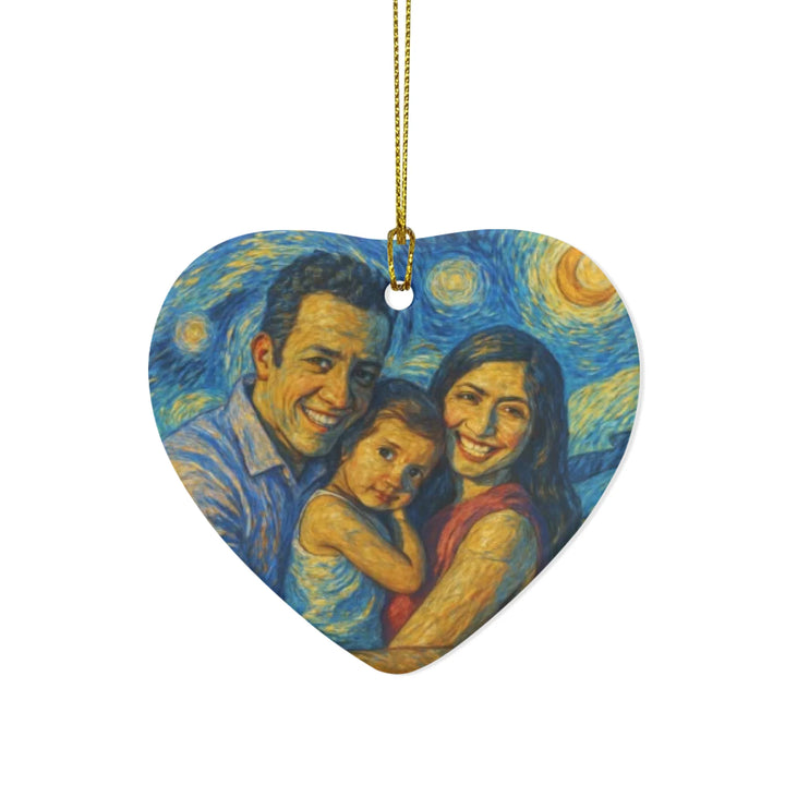 Custom Starry Expressionist Portrait Ornament - Ceramic, Glass, Pewter - Circle or Heart