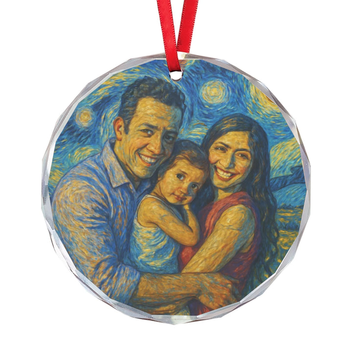 Custom Starry Expressionist Portrait Ornament - Ceramic, Glass, Pewter - Circle or Heart