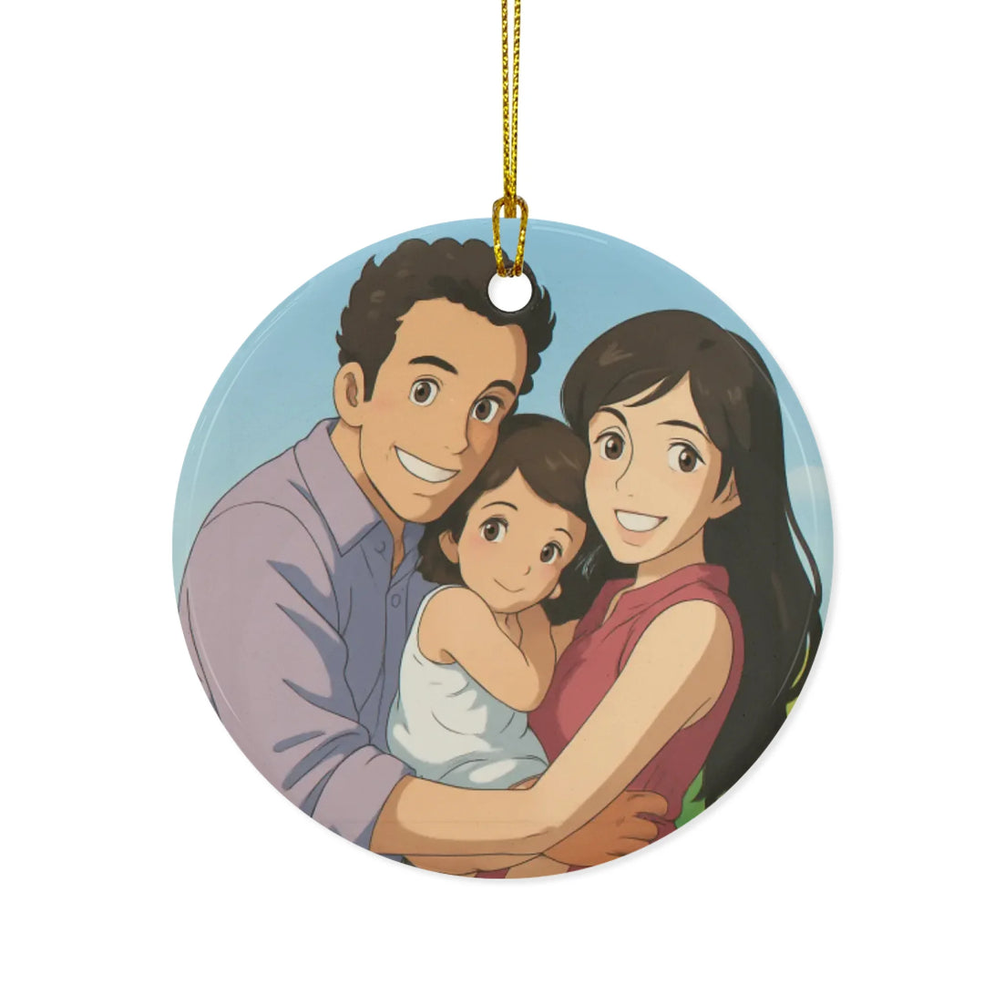 Custom Soft Dreamscape Anime Portrait Ornament - Ceramic, Glass, Pewter - Circle or Heart