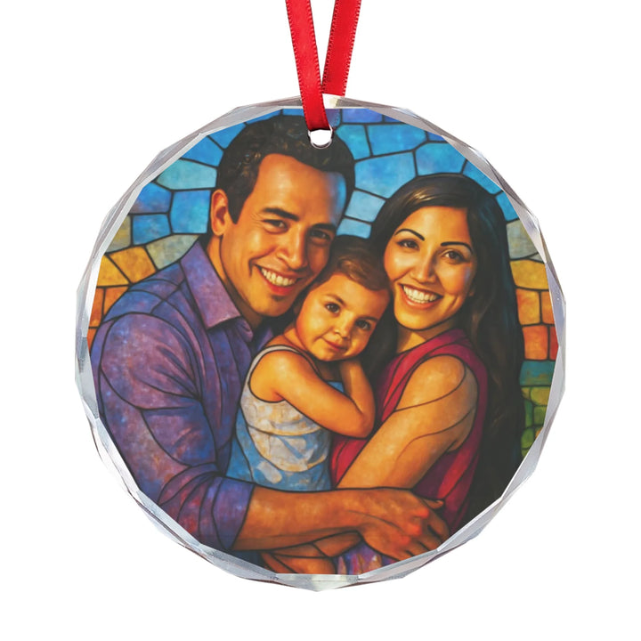Custom Stained Glass Portrait Ornament - Ceramic, Glass, Pewter - Circle or Heart