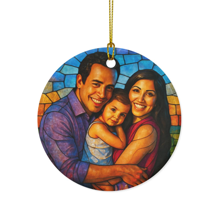 Custom Stained Glass Portrait Ornament - Ceramic, Glass, Pewter - Circle or Heart