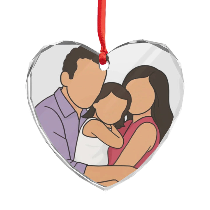 Custom Line Art Faceless Portrait Ornament - Ceramic, Glass, Pewter - Circle or Heart
