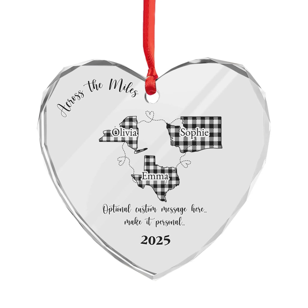 Custom Connected 3 US States Buffalo Print Ornament