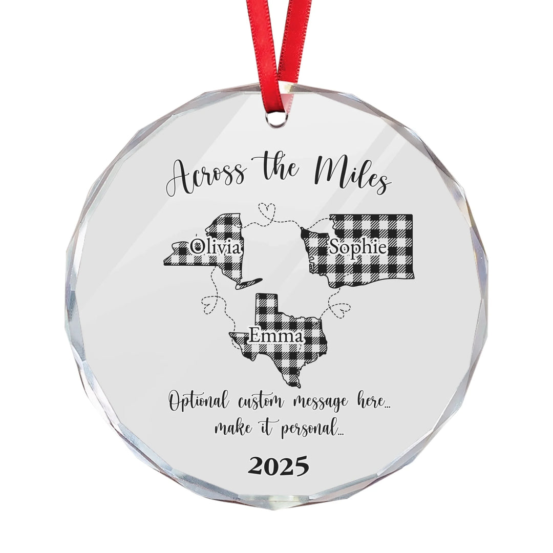 Custom Connected 3 US States Buffalo Print Ornament