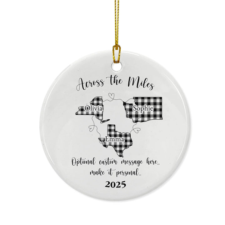 Custom Connected 3 US States Buffalo Print Ornament