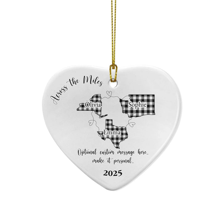 Custom Connected 3 US States Buffalo Print Ornament