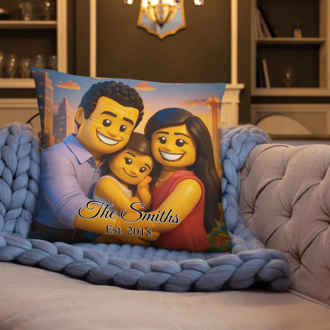 Custom repeating name pillow in black text on beige background — personalized home décor accent with adjustable text color and style-ARTFULANE