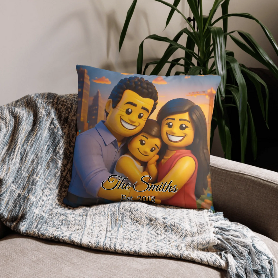 Custom repeating name pillow in black text on beige background — personalized home décor accent with adjustable text color and style-ARTFULANE