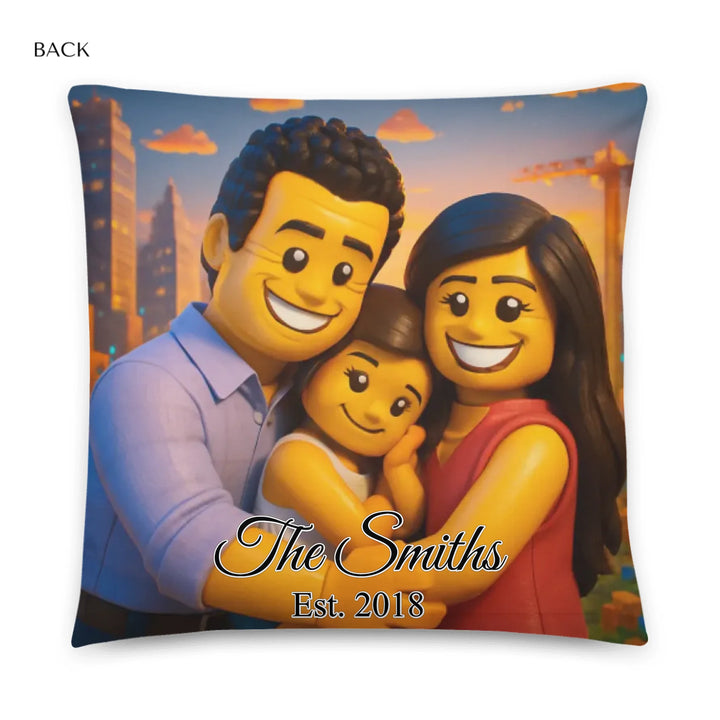 Custom repeating name pillow in black text on beige background — personalized home décor accent with adjustable text color and style-ARTFULANE