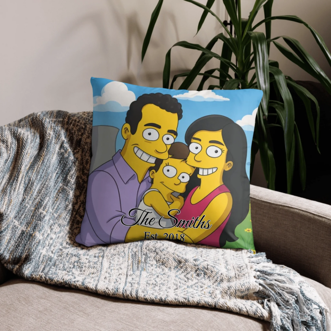 Custom repeating name pillow in black text on beige background — personalized home décor accent with adjustable text color and style-ARTFULANE