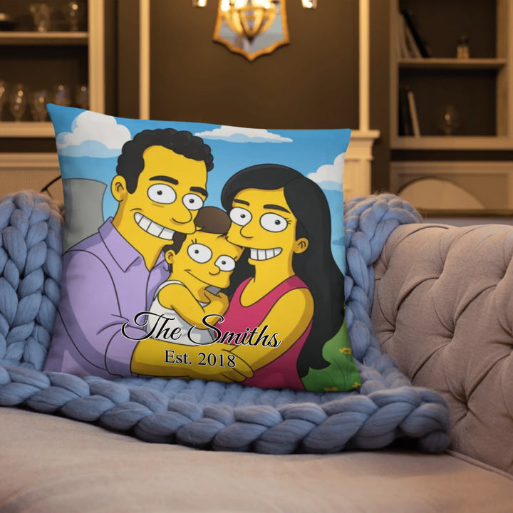 Custom repeating name pillow in black text on beige background — personalized home décor accent with adjustable text color and style-ARTFULANE