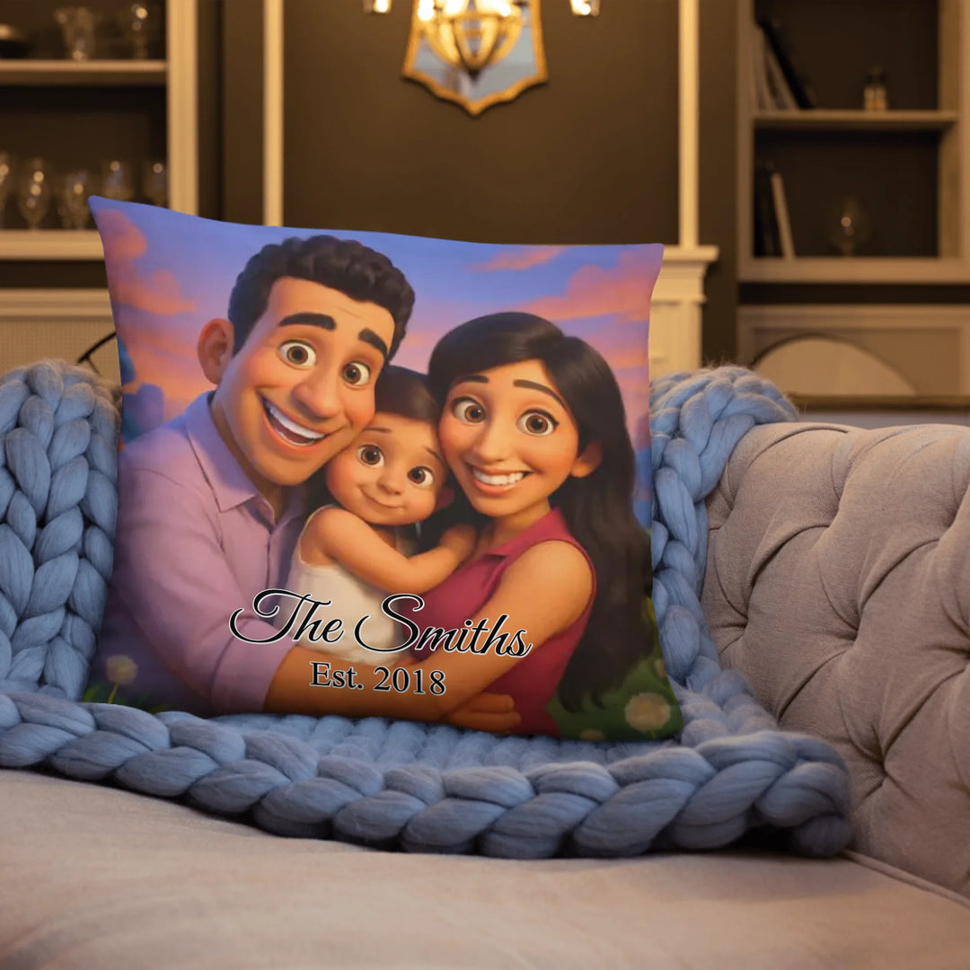 Custom repeating name pillow in black text on beige background — personalized home décor accent with adjustable text color and style-ARTFULANE