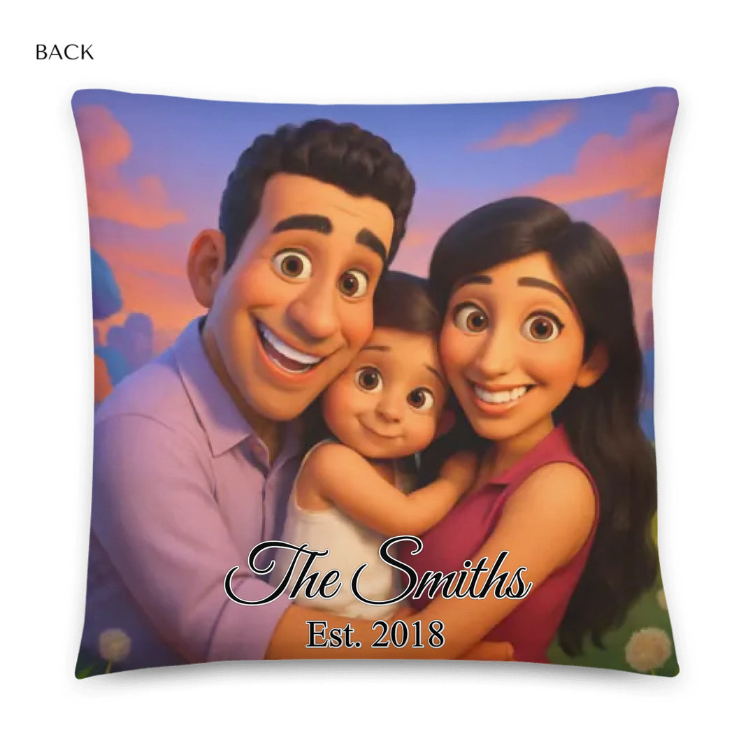 Custom repeating name pillow in black text on beige background — personalized home décor accent with adjustable text color and style-ARTFULANE