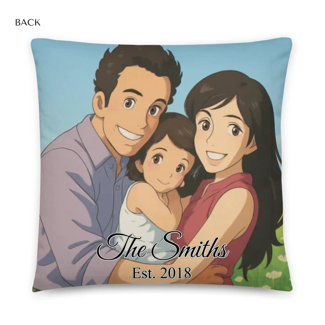 Custom repeating name pillow in black text on beige background — personalized home décor accent with adjustable text color and style-ARTFULANE