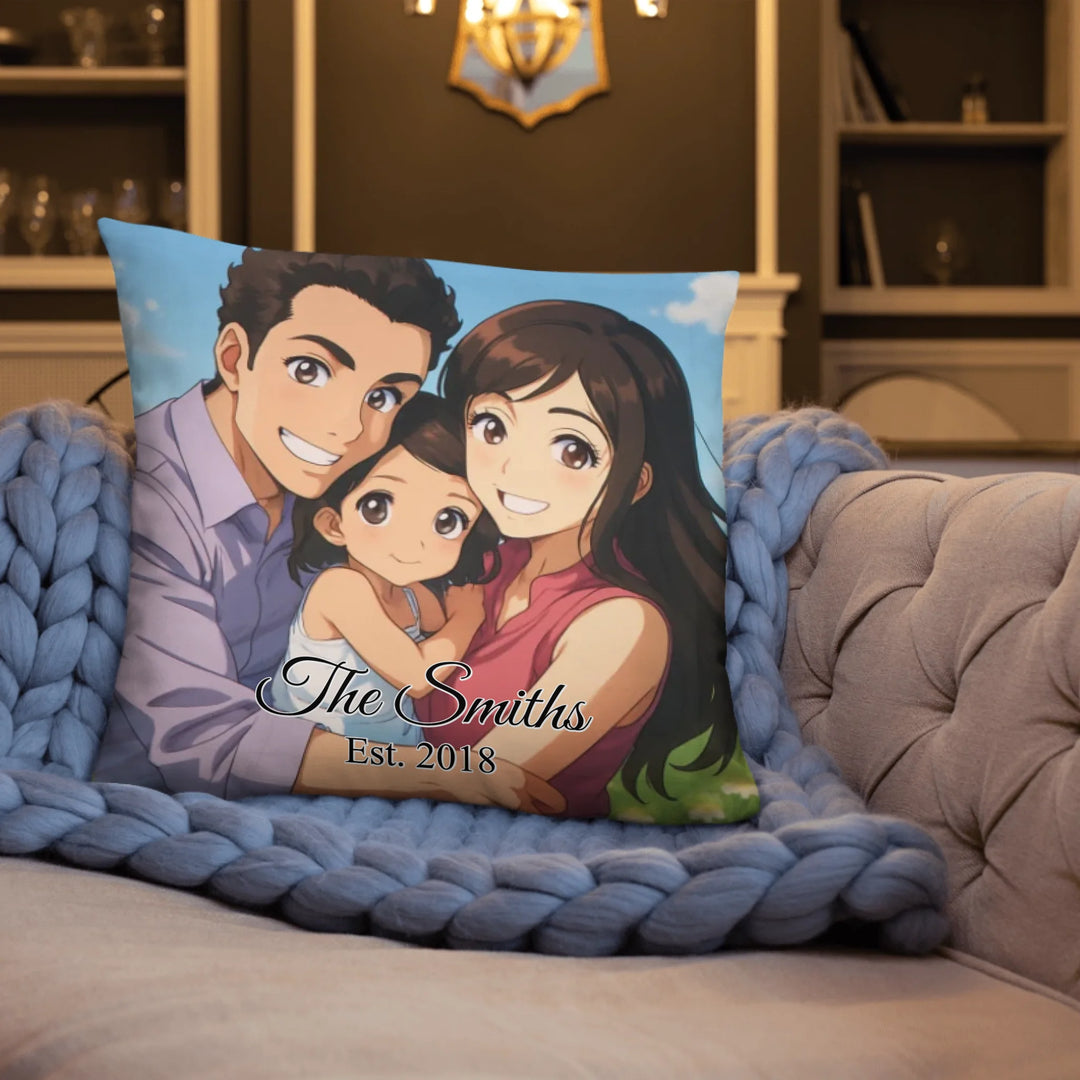 Custom repeating name pillow in black text on beige background — personalized home décor accent with adjustable text color and style-ARTFULANE