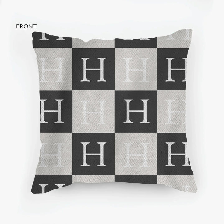 Custom Checkered Initial Pillows - Throw, Suede, Lumbar, Woven & Outdoor Pillows