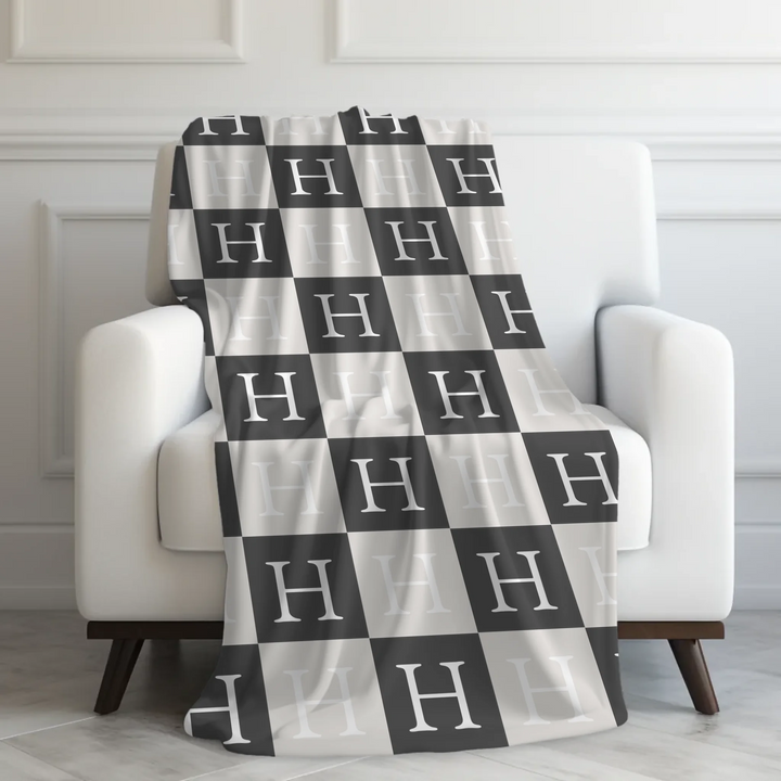 Custom-Watercolor-Birth-Month-Flower-Garden-velveteen-Blanket-on-chair-artfulane