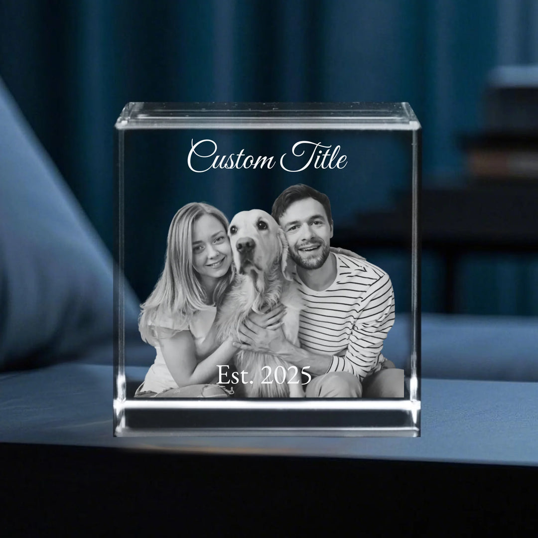 Custom Engraved Photo Crystal - Square, Rectangle, Heart