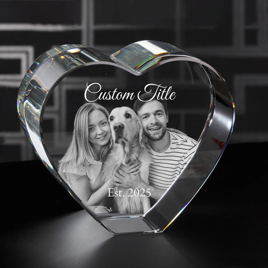 Custom Engraved Photo Crystal - Square, Rectangle, Heart